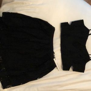 Black crochet two piece set